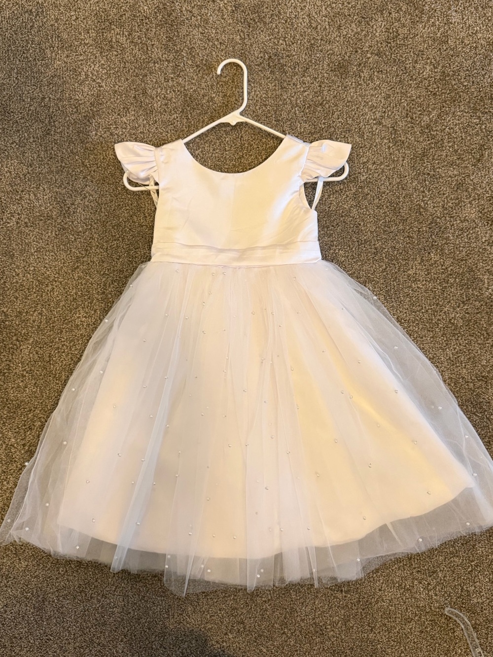 White Satin Flower Girl Dress